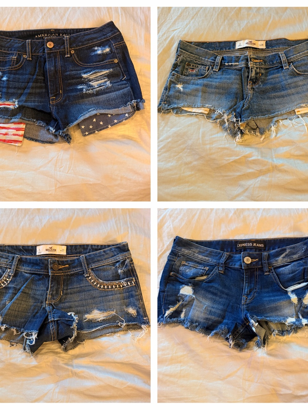 Hollister Blue Distressed Short Denim Shorts Pack